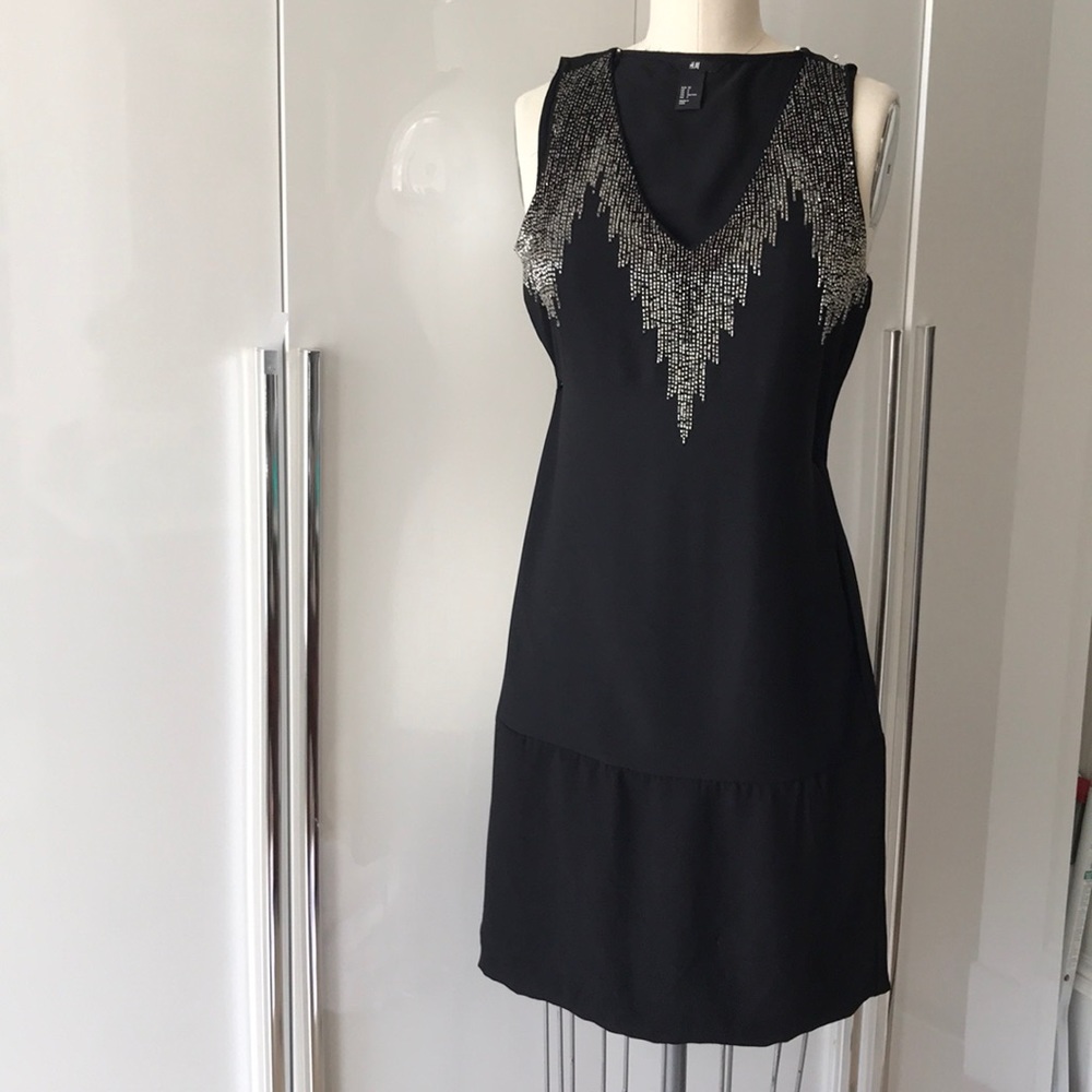 H&M Art Deco beaded black dress